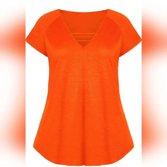 NWT - Avenue Bright Orange V-Neck Top – Plus Size 22/24 - Picture 3 of 12